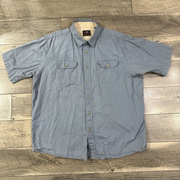 Y2K Wrangler Work Utility Shirt Short Sleeve Slate Blue Mens XL Skater Oversized - Picture 6 of 7